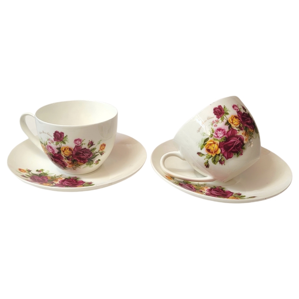 ROYAL ALBERT Country Rose set of 2 cups 2 saucers fine china